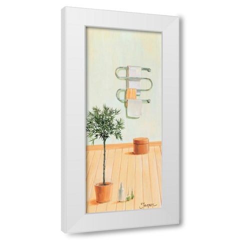 Bathroom in green II White Modern Wood Framed Art Print by Jasper