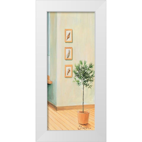 Bathroom in green III White Modern Wood Framed Art Print by Jasper