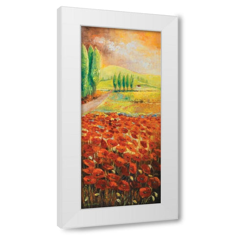 Poppyfield I White Modern Wood Framed Art Print by Lotus, Lenna