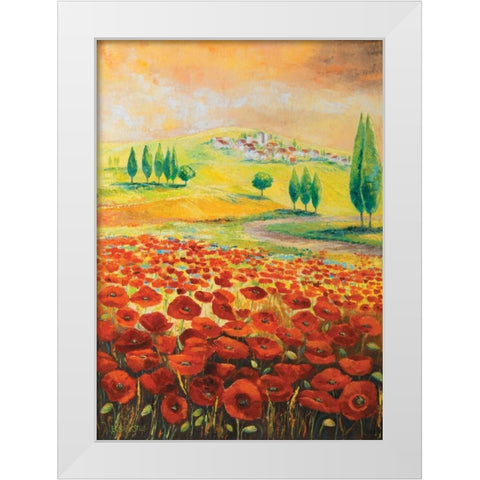 Poppyfield II White Modern Wood Framed Art Print by Lotus, Lenna