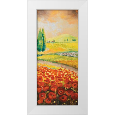 Poppyfield III White Modern Wood Framed Art Print by Lotus, Lenna