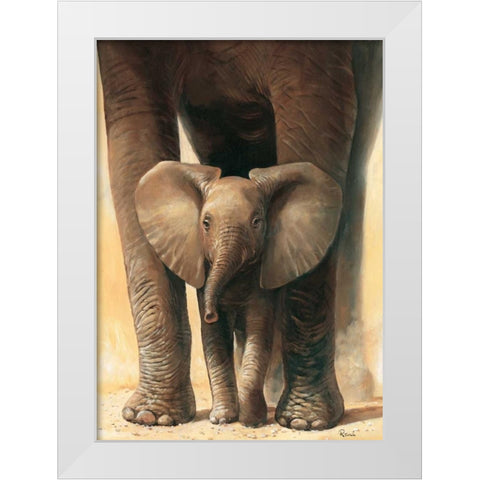 Elephant love II White Modern Wood Framed Art Print by Renee