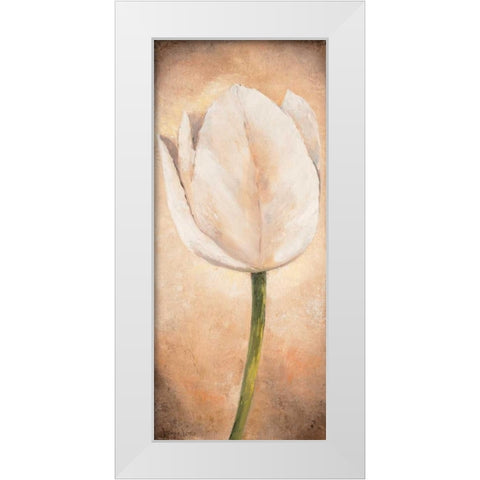 Tulip on beige I White Modern Wood Framed Art Print by Lotus, Lenna