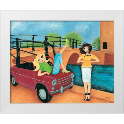 Scooter fun IV White Modern Wood Framed Art Print by Hedy