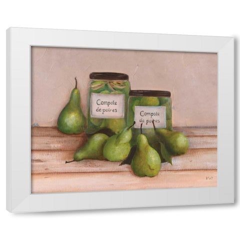 Pears White Modern Wood Framed Art Print by Hedy
