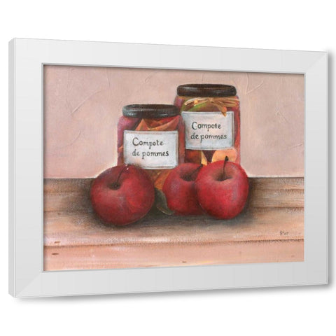 Apples White Modern Wood Framed Art Print by Hedy