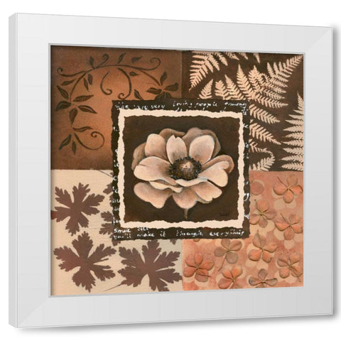 Flower in square I White Modern Wood Framed Art Print by Hedy