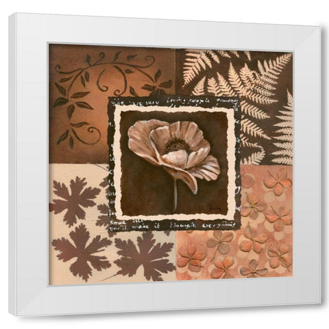 Flower in square II White Modern Wood Framed Art Print by Hedy