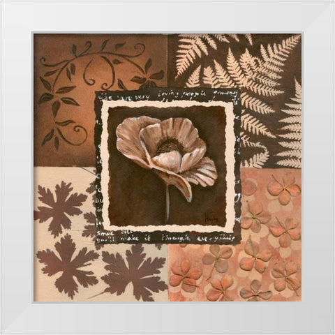 Flower in square II White Modern Wood Framed Art Print by Hedy