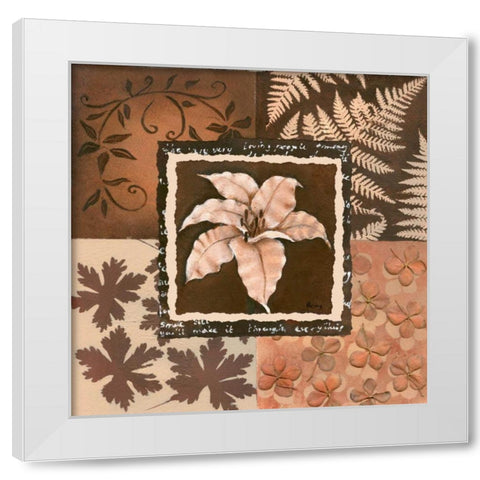 Flower in square III White Modern Wood Framed Art Print by Hedy