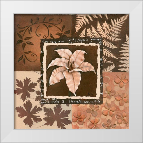 Flower in square III White Modern Wood Framed Art Print by Hedy