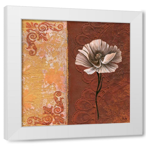 Flower with border I White Modern Wood Framed Art Print by Hedy