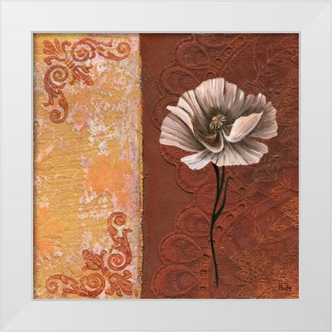 Flower with border I White Modern Wood Framed Art Print by Hedy