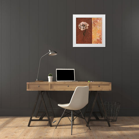 Flower with border II White Modern Wood Framed Art Print by Hedy