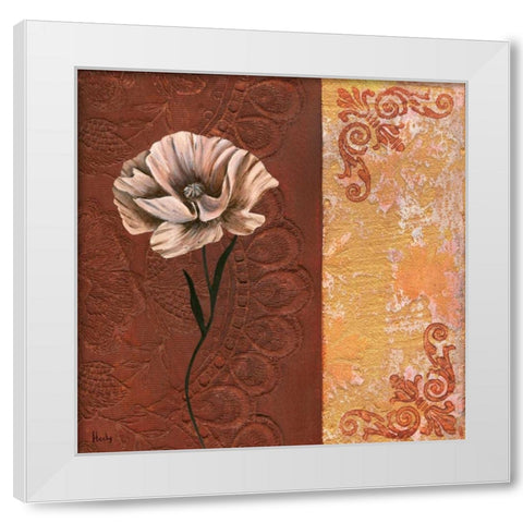 Flower with border II White Modern Wood Framed Art Print by Hedy