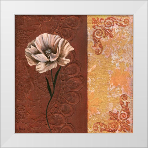 Flower with border II White Modern Wood Framed Art Print by Hedy
