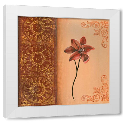 Flower with border III White Modern Wood Framed Art Print by Hedy