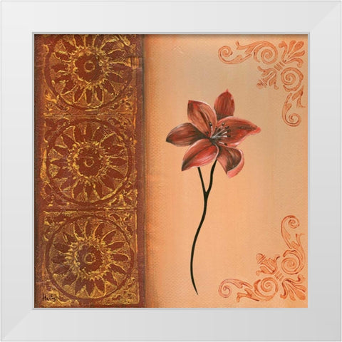 Flower with border III White Modern Wood Framed Art Print by Hedy