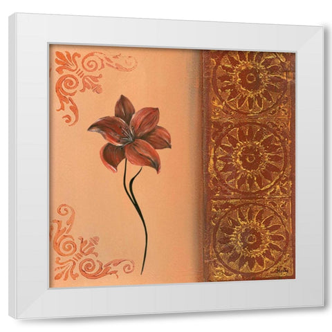 Flower with border IV White Modern Wood Framed Art Print by Hedy