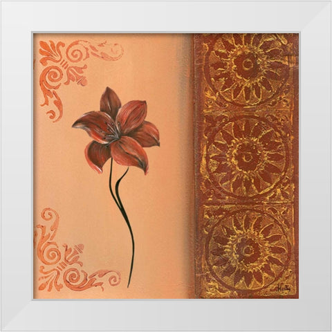 Flower with border IV White Modern Wood Framed Art Print by Hedy