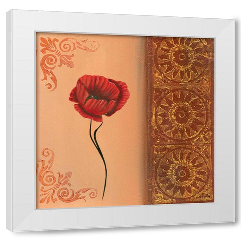 Flower with border V White Modern Wood Framed Art Print by Hedy
