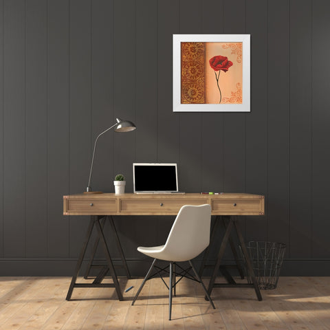 Flower with border VI White Modern Wood Framed Art Print by Hedy