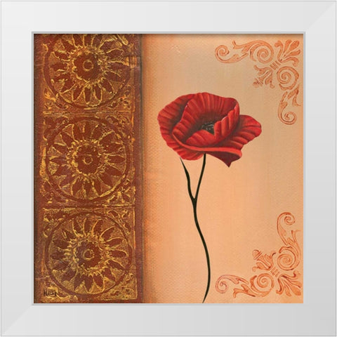 Flower with border VI White Modern Wood Framed Art Print by Hedy