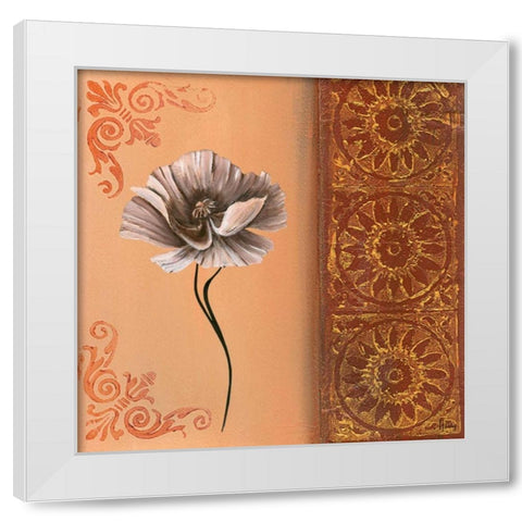 Flower with border VII White Modern Wood Framed Art Print by Hedy