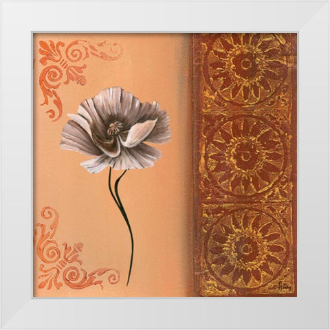 Flower with border VII White Modern Wood Framed Art Print by Hedy