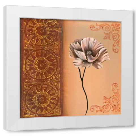Flower with border VIII White Modern Wood Framed Art Print by Hedy