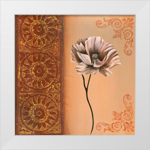 Flower with border VIII White Modern Wood Framed Art Print by Hedy