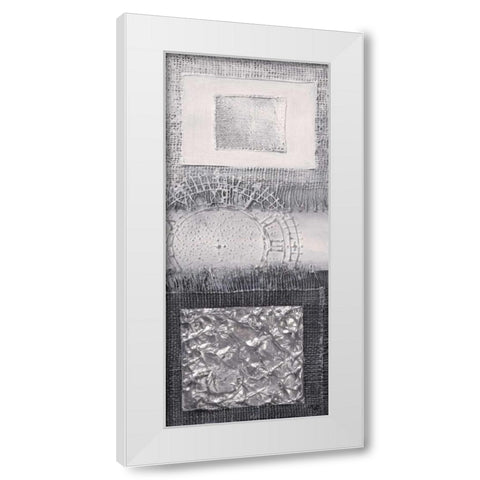 Silver blocks I White Modern Wood Framed Art Print by Hedy