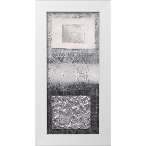 Silver blocks I White Modern Wood Framed Art Print by Hedy