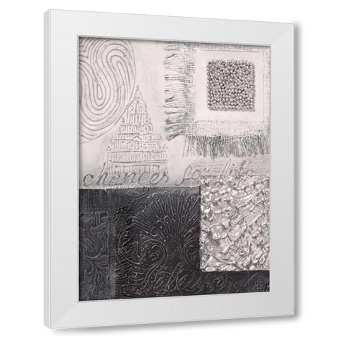 Silver blocks IV White Modern Wood Framed Art Print by Hedy