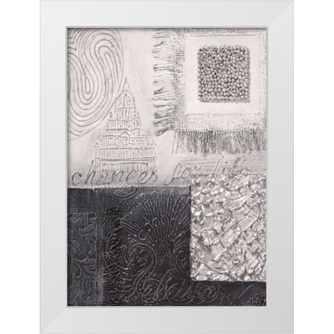 Silver blocks IV White Modern Wood Framed Art Print by Hedy