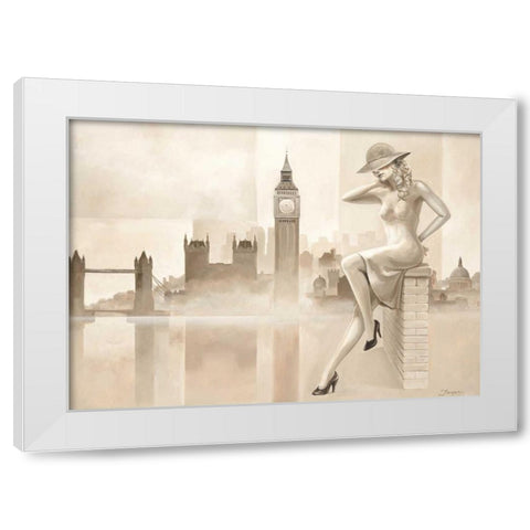 London lady White Modern Wood Framed Art Print by Jasper