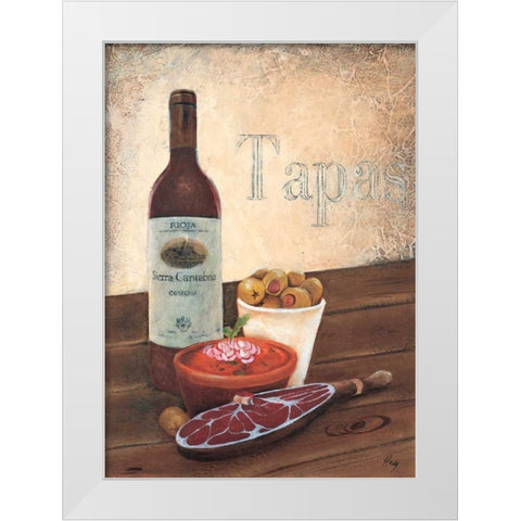 Tapas White Modern Wood Framed Art Print by Hedy