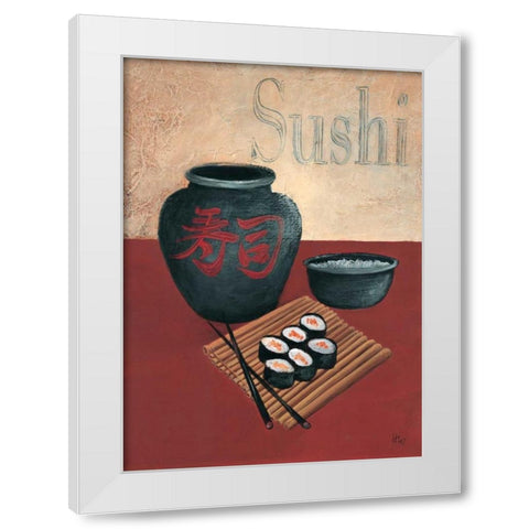 Sushi White Modern Wood Framed Art Print by Hedy