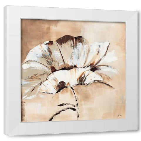 Flower in beige I White Modern Wood Framed Art Print by Florenti, Isa