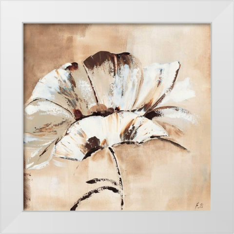 Flower in beige I White Modern Wood Framed Art Print by Florenti, Isa