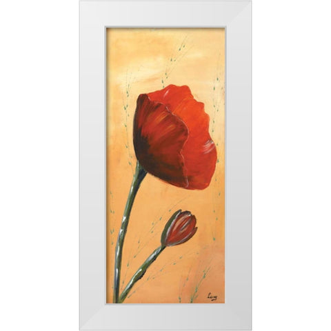 Red I White Modern Wood Framed Art Print by Leny