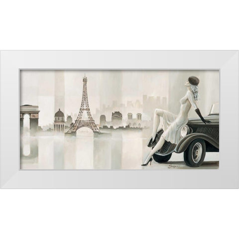 Thoughts of Paris White Modern Wood Framed Art Print by Jasper