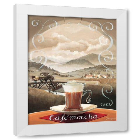 Cafe Moccha White Modern Wood Framed Art Print by Jasper