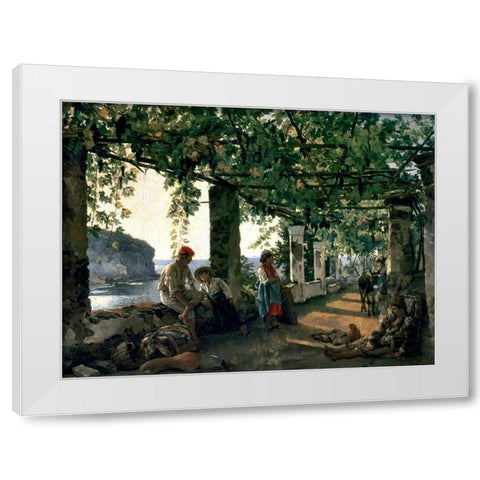 Terrace of the Seashore, 1828 White Modern Wood Framed Art Print by Shchedrin, Silvester