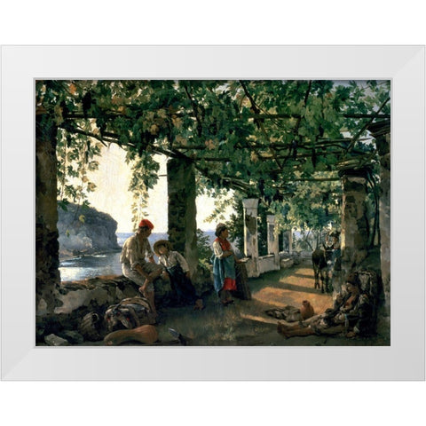 Terrace of the Seashore, 1828 White Modern Wood Framed Art Print by Shchedrin, Silvester