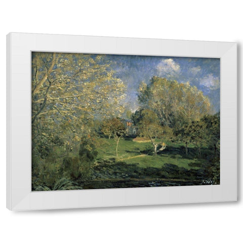 The Garden of Hoschede Family, 1881 White Modern Wood Framed Art Print by Sisley