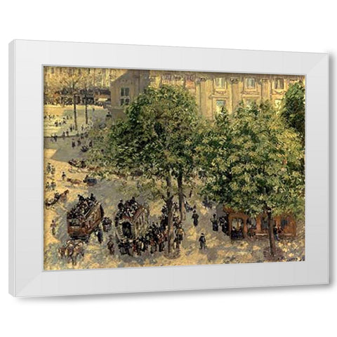 Place Due Theatre Francais, 1898 White Modern Wood Framed Art Print by Pissarro, Camille