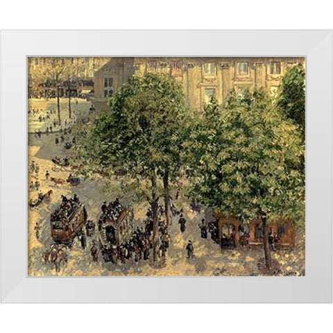Place Due Theatre Francais, 1898 White Modern Wood Framed Art Print by Pissarro, Camille