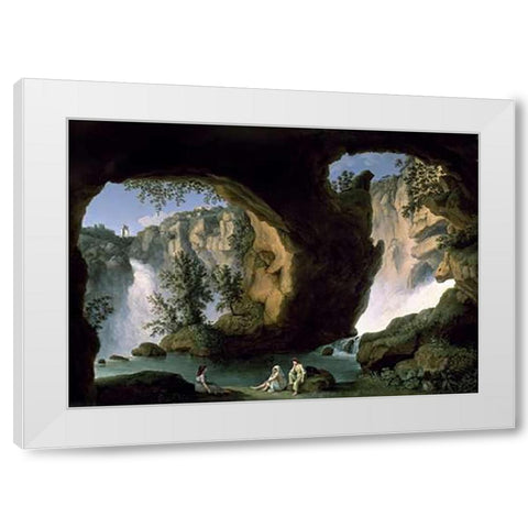 Italian Landscape with Bathers White Modern Wood Framed Art Print by Hackert