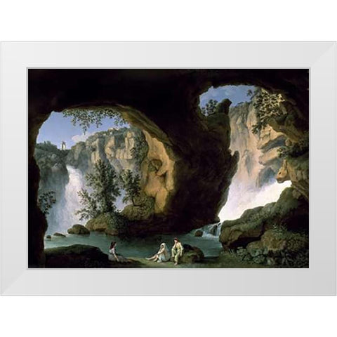Italian Landscape with Bathers White Modern Wood Framed Art Print by Hackert